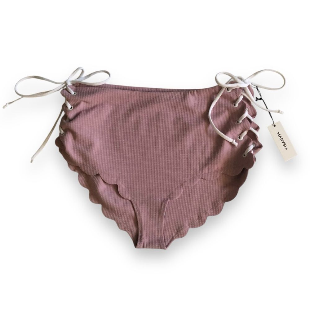 Marysia Swim High Waist Palm Springs Bikini Tie Bottom Lace Up NWT Size Medium